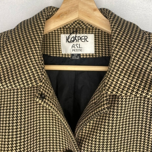 VINTAGE KASPER ASL 10 Petite TWEAD SUIT JACKET WITH TWO FAUX POCKETS - Picture 2 of 4